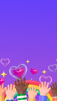 Diverse LGBTQ community iPhone wallpaper, cute 3D design