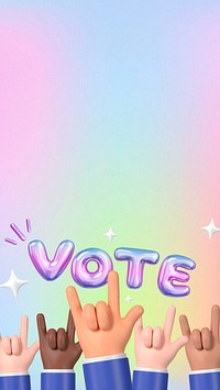 Election vote hands iPhone wallpaper, 3D rendering background