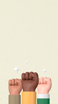 Diverse raised fists iPhone wallpaper, BLM movement background