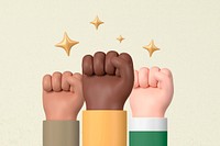 Diverse raised fists background, BLM movement support