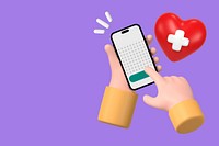 Health tracking app background, 3D hand illustration