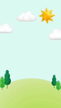 Cute 3D nature mobile wallpaper, landscape with blue sky