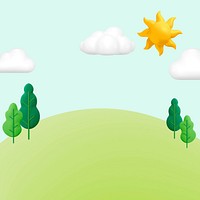 Cute 3D nature background, landscape with blue sky