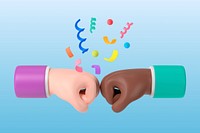 Diverse fist bump background, 3D friendship graphics