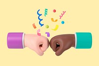 Diverse fist bump background, 3D friendship graphics