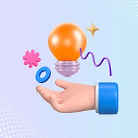 Creative idea, 3D hand presenting light bulb