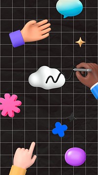 3D business teamwork iPhone wallpaper, diverse hands background