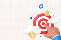 Finger pointing target background, 3D business concept