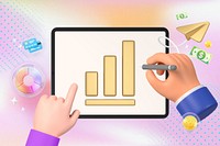 Business growth background, 3D hand drawing bar chart illustration