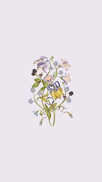 Vintage purple flower iPhone wallpaper, aesthetic Spring background