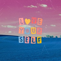 Love yourself word, aesthetic background