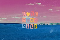 Love yourself word, aesthetic background