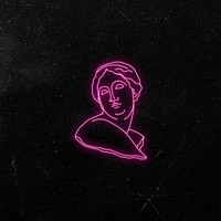 Aesthetic neon statue, black background