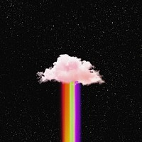 Rainbow cloud, dark sky background