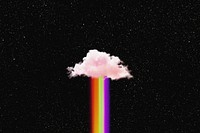 Rainbow cloud, dark sky background