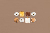 Breakfast aesthetic background, brown flower