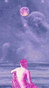 Aesthetic sky iPhone wallpaper, woman design