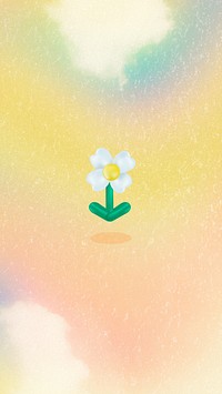 Yellow holographic iPhone wallpaper, cute flower background
