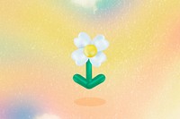 Yellow holographic background, cute flower graphic