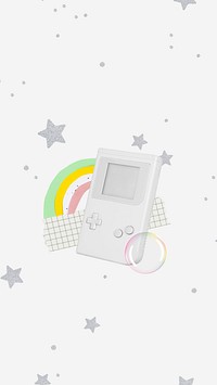 Aesthetic retro white iPhone wallpaper, handheld game consoles design