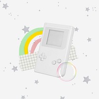 Aesthetic retro white background, handheld game console design