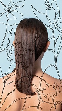 Aesthetic woman iPhone wallpaper, floral line art