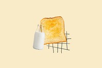 Toast breakfast yellow background, food design