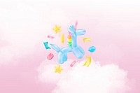 Aesthetic pink birthday background, balloon dog design