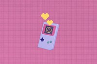 90s retro pink background, handheld game console design