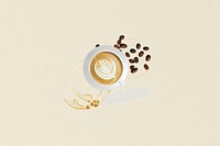 Latte art beige background, coffee design