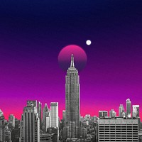 Vaporwave urban background, city life design 