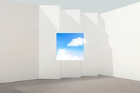 Aesthetic interior background, blue sky