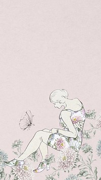 Vintage lady pink iPhone wallpaper