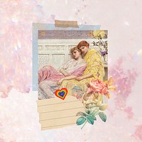 Aesthetic lesbian love background, instant photo design