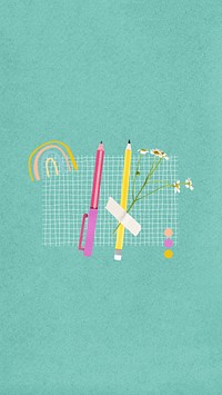 Cute stationery green iPhone wallpaper