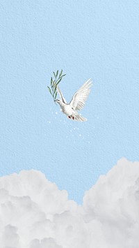 Flying dove iPhone wallpaper, aesthetic animal background