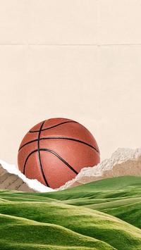 Aesthetic basketball iPhone wallpaper, ripped paper design