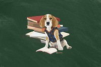 Nerdy puppy background, education remix