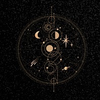 Aesthetic black celestial background, astrology design