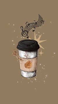 Coffee & music brown iPhone wallpaper