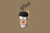 Coffee & music brown background, food & drink design