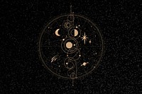 Aesthetic black celestial background, astrology design