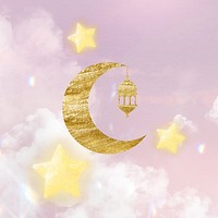 Aesthetic golden moon background, dreamy sky design