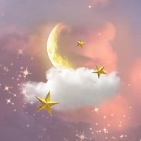 Moon aesthetic sky background, sparkling stars design