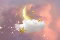 Moon aesthetic sky background, sparkling stars design
