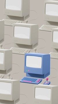 Retro computer gray iPhone wallpaper