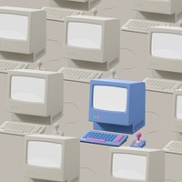 Retro computer gray background, pattern design