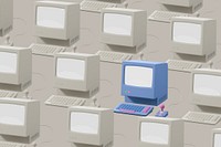 Retro computer gray background, pattern design