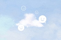 Aesthetic blue sky background, smiling emoji