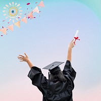 Blue gradient graduation background, celebration design